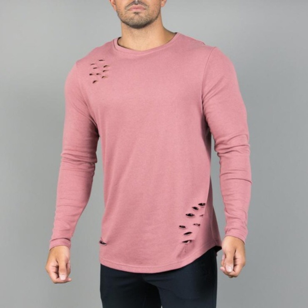 Dusty Rose Alphalete long sleeve distressed shirt